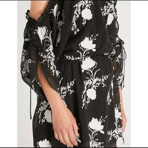 Alice + Olivia Holden Cold Shoulder Embroidered Chiffon Dress Size Medium - Picture 5 of 15